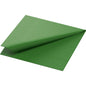 A Duni GmbH tissue napkin 24x24 cm, 3-ply, green (250-pack) is folded diagonally in half and shows structured patterns at the edges.