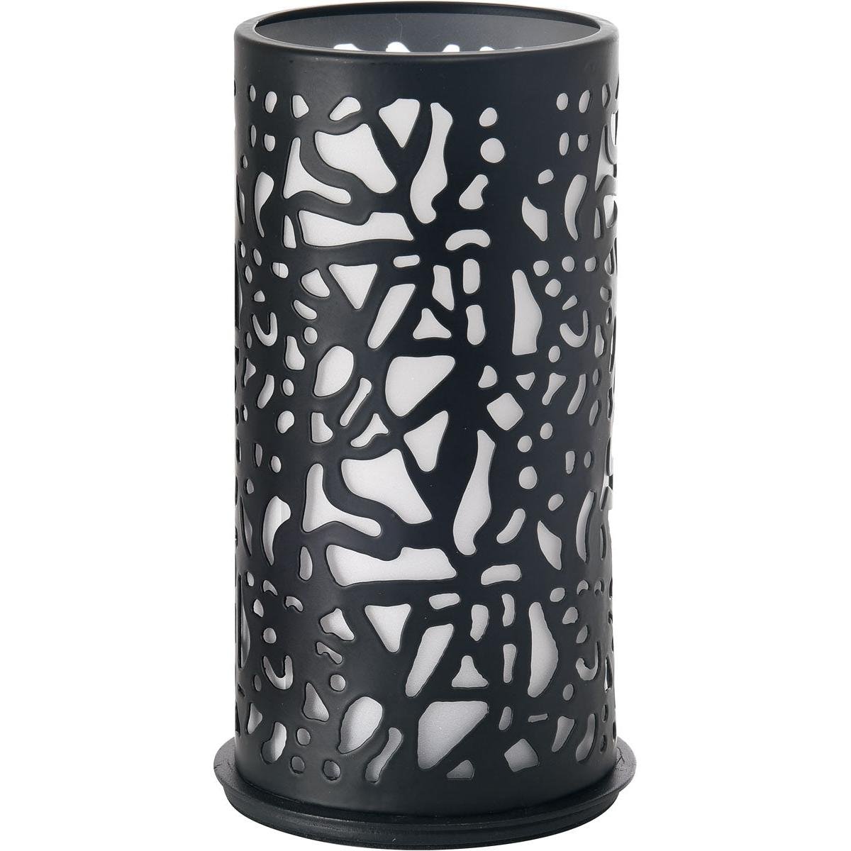 The metal candle holder, 140x75 mm, Twist black by Duni GmbH impresses with modern design and abstract cutout pattern, which conjures atmospheric light through irregular shapes. Ideal as a stylish accent for your home.