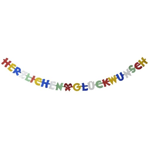 The PAPSTAR greeting chain 2.5 m "Congratulations" from PAPSTAR GmbH is a festive, colorful party decoration - each letter in a bright color, ideal for any celebration. Delivered in a pack of 1.