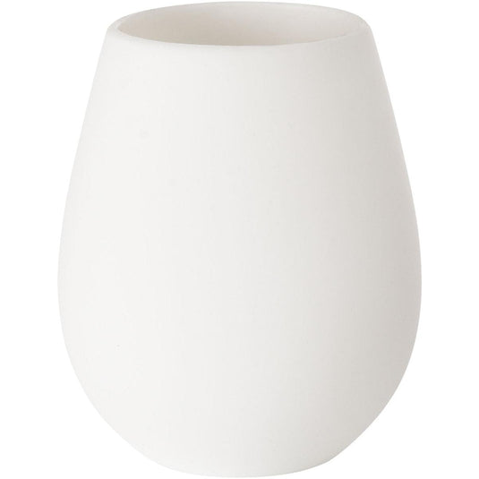 A white silicone LED candle holder from Duni GmbH with a tropical design and a matte finish, featuring a rounded, slightly tapered shape and a wide opening, shown against a white background. Package contents: 1 container.
