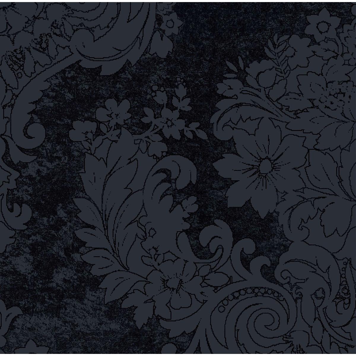 Dunkle, verschnörkelte Blumen- und Blattmuster auf schwarzem, strukturiertem Hintergrund schaffen ein detailreiches, barock inspiriertes Design - ideal für Dunilin-Servietten 40 x 40 cm 1/4 Falz von Duni GmbH.
