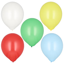 A bag with 8 PAPSTAR balloons Ø 32 cm, color assorted by PAPSTAR GmbH, shines in white, yellow, green, red, and light blue - perfect as party decoration for celebrations.