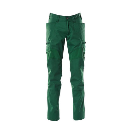 Trousers, thigh pockets, stretch inserts trousers, green