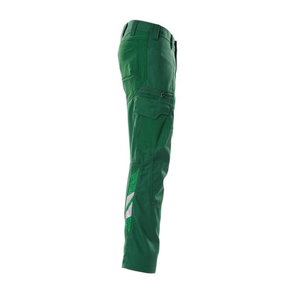 Trousers, thigh pockets, stretch inserts trousers, green