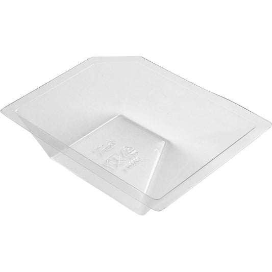 Das Schale Polardeli rPET Mini 100 ml von Duni GmbH ist ein klarer, rechteckiger Behälter (102x80x24 mm) mit leicht abgeschrägten Seiten und Recycling-Symbolen auf dem Boden - ideal als nachhaltige Lebensmittelverpackung. Packung: 720 Stück.