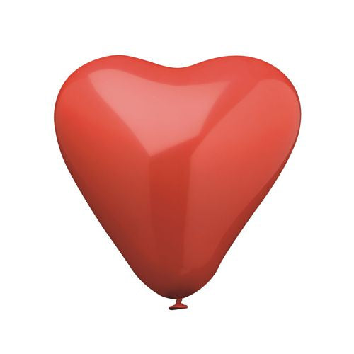 Ein roter, herzförmiger PAPSTAR 4 Luftballon groß der PAPSTAR GmbH schwebt vor weißem Hintergrund. Seine glänzende Oberfläche verleiht ihm eine festliche Note und macht ihn zur perfekten Dekoration für jede Feier.