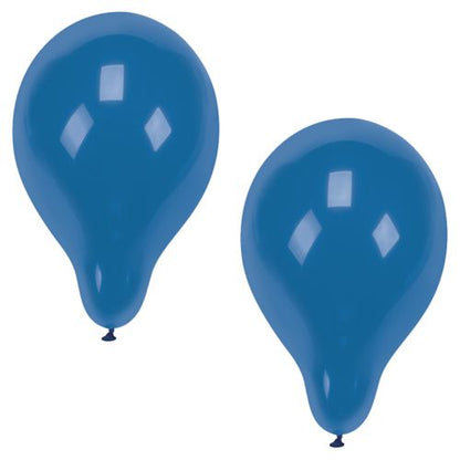 Two PAPSTAR 100 balloons Ø 25 cm from PAPSTAR GmbH in the color blue, in drop shape and tied at the bottom, present themselves on a simple white background and emphasize their value through light reflections.