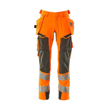 Trousers with hanging pockets, ULTIMATE STRETCH trousers, hi-vis orange/dark anthracite