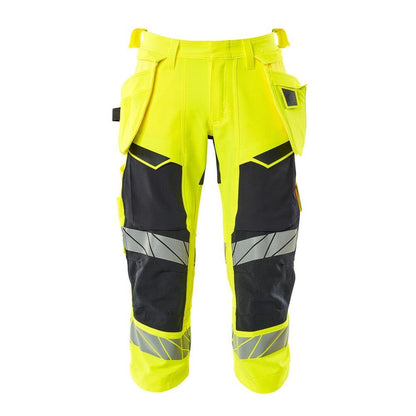 Three-quarter pants, hanging pockets, stretch three-quarter pants
