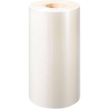 A large roll of Duni GmbH PP sealing film Antifog transparent plastic film with a cardboard core stands upright against a plain white background - perfect for food packaging and antifog packaging.