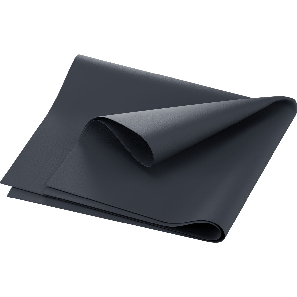 Ein sauber gefaltetes Blatt aus dunkelgrauem Kunststoff, ähnlich wie bei hochwertigen Servietten, ist vor weißem Hintergrund zu sehen - es handelt sich um die Dunilin-Servietten 40 x 60 cm 1/4 Falz der Duni GmbH.