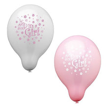 PAPSTAR "It's a Girl" Balloons, 25 cm in diameter, by PAPSTAR GmbH in a pack of 12, featuring butterflies, hearts, and flowers—perfect for girls' parties or as baby shower decorations.