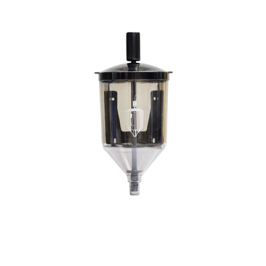 Der Reinol Pastenspender von Diversey Deutschland GmbH & Co. OHG ist ein transparenter Kunststoffspender mit schwarzem Deckel und Griff, weißer Zentralmechanik und konischem Ausguss, ideal für Reinol S Handwaschpasten. Packung: 1 Stück. Abgebildet auf weißem Hintergrund.