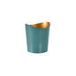 The metal candle holder, Ripple Ocean Teal by Duni GmbH, with its asymmetrical edge and gold-colored interior, adds a stylish accent as a decorative home accessory against a simple white background.