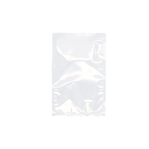 Ein klarer Starpak 100 Siegelrandbeutel, PA/PE transparent, liegt flach auf einem weißen Hintergrund. Mit seinen versiegelten Rändern ist dieser Starpak-Beutel ideal für das Vakuumieren von Lebensmitteln mit einem Kammer-Vakuumierer.
