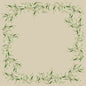 Square floral frame with green watercolor leaves on a beige, textured background, perfect for presenting Duni GmbH Dunisilk table covers 84 x 84 cm Foliage (pack of 20), with an empty center for your text or images.