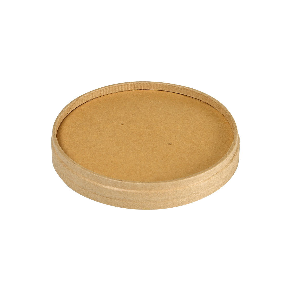 Der Deckel Karton Ronda SHORT von Duni GmbH ist ein runder, brauner FSC/PLA-Deckel (480 ml, 98x98x17 mm), umweltfreundlich und kompostierbar - hier auf weißem Hintergrund. Packung: 25 Stück.