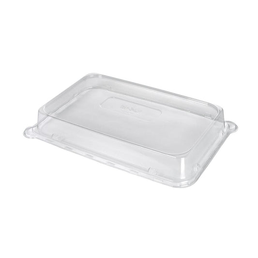 Der rPET Deckel für Servierplatte Essential von Duni GmbH ist ein transparenter, rechteckiger Deckel (493x324x65 mm), ideal für passende Schalen - umweltfreundlich und perfekt für den Foodservice. Verkauft in Packungen zu 45 Stück.