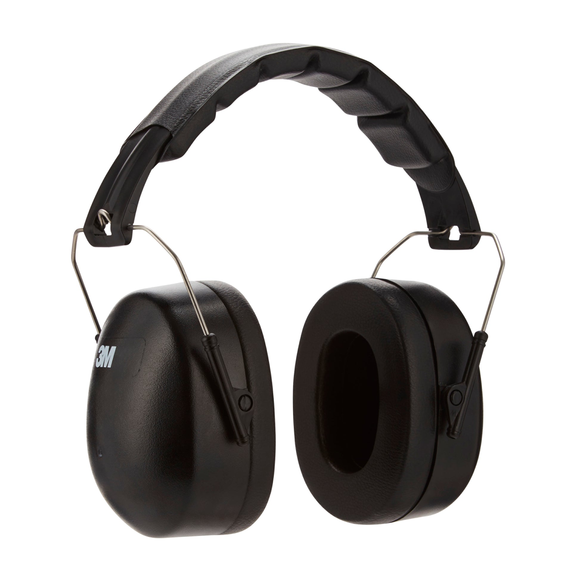 Die 3M™ Kapselgehörschützer 90563E von 3M Deutschland GmbH sind schwarze, faltbare Kapselgehörschützer mit gepolstertem Kopfband und verstellbaren Kapseln, die einen Gehörschutz mit einem SNR von 30 dB bieten. Das 3M-Logo ist auf einer Ohrmuschel sichtbar.