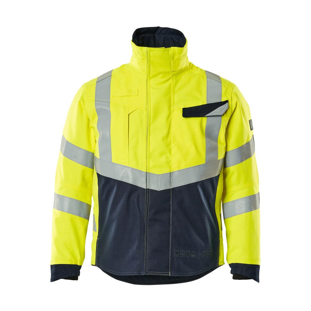 Winter jacket with quilted lining Pilot jacket Multisafe, hi-vis yellow/black-blue