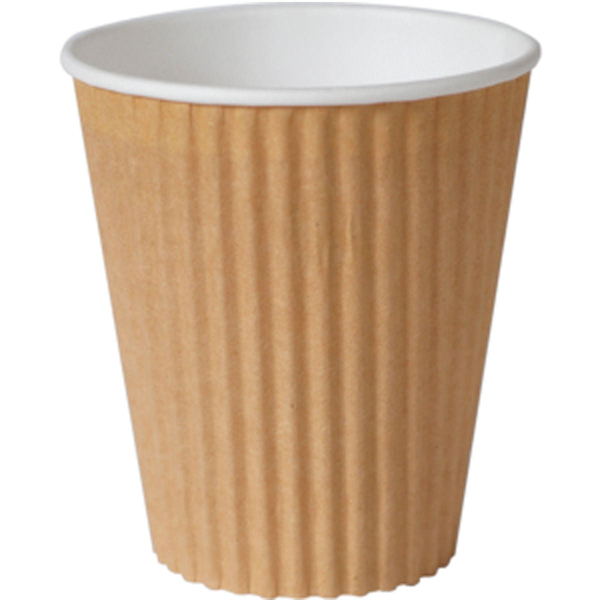 The Duni GmbH Triple Wall Thermo Cup 350 ml in brown PAP/PLA, here with a white interior on a plain background, offers an environmentally friendly way to enjoy beverages; available in packs of 30 pieces.