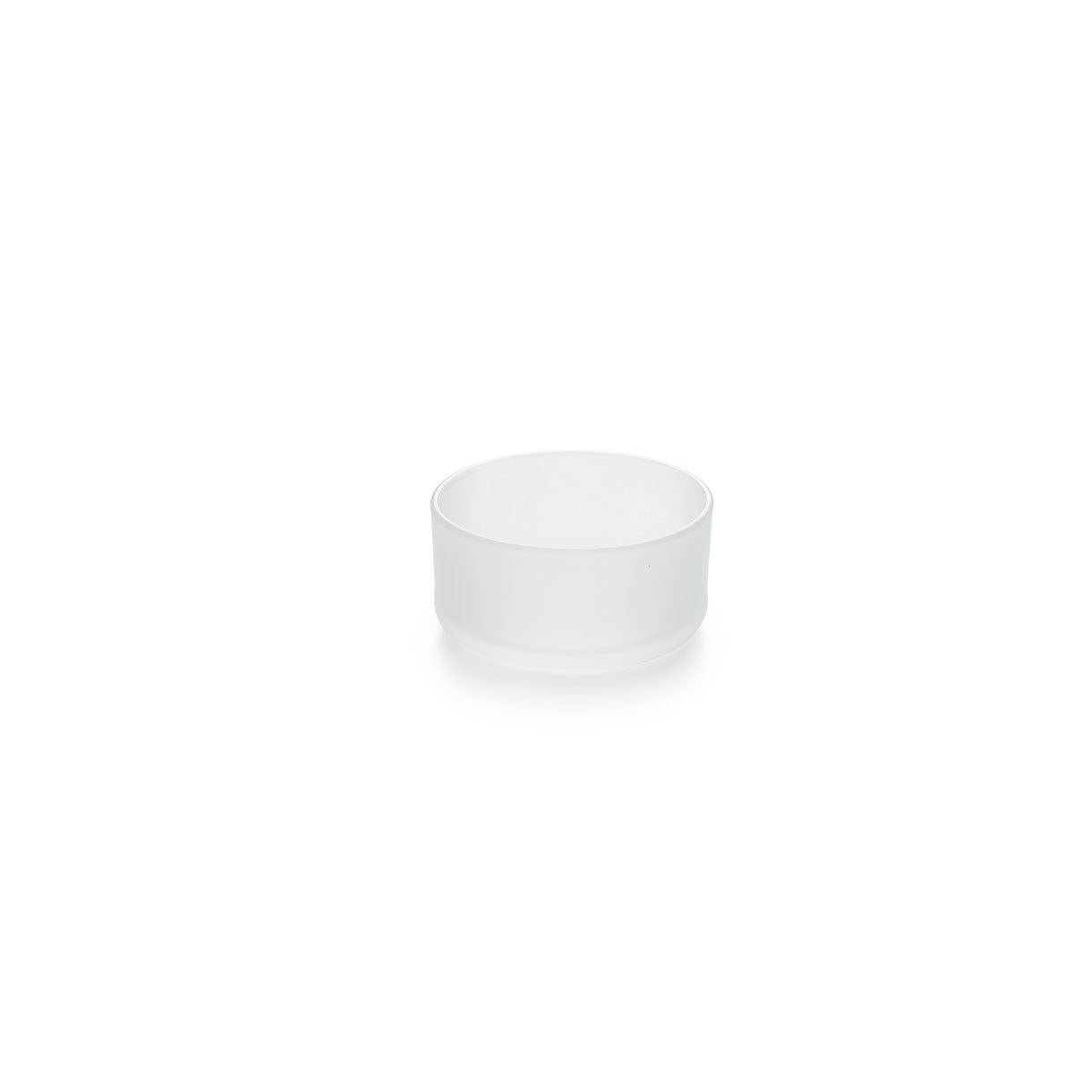 The candle plate Flake by Duni GmbH, a decorative round candle holder with a frosted surface, is centrally placed on a white background.