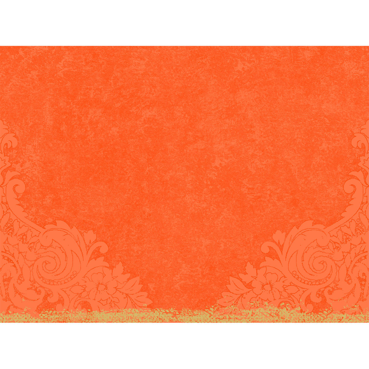 Bright orange, textured background with ornate floral tendrils and gold border - ideal for Duni GmbH Dunicel placemats 30 x 40 cm Royal Sun Orange | Pack (100 pieces).