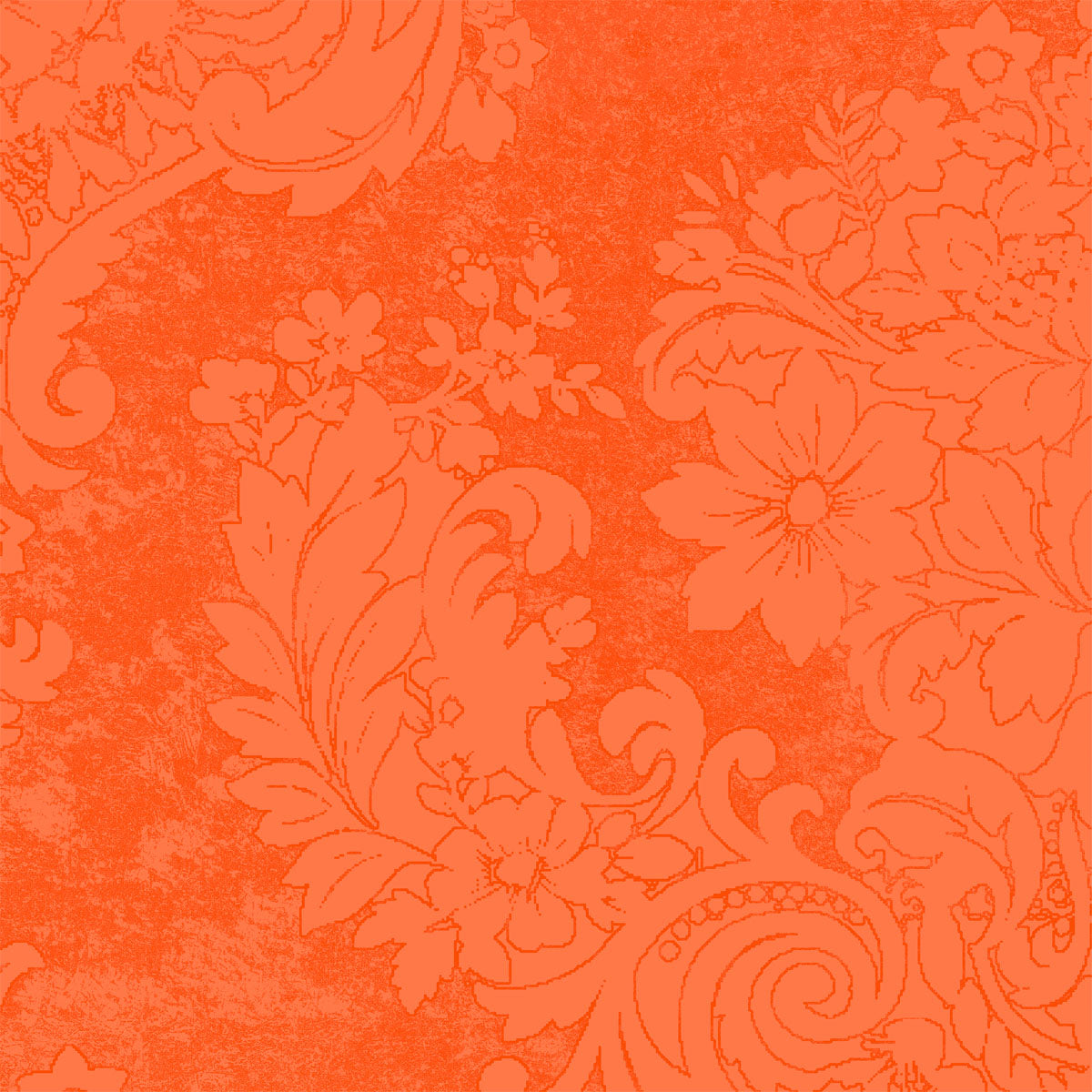 Verziertes Blumen- und Blattmuster in Orangetönen mit großen Blüten und strukturiertem Hintergrund. Duni GmbH Dunilin-Servietten 40 x 40 cm 1/4 Falz-ideal für den gedeckten Tisch im Vintage- oder Barock-Stil.