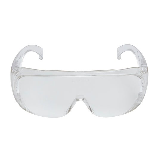 Die 3M™ Visitor Überbrille von 3M Deutschland GmbH verfügt über eine klare Rundumscheibe mit Seitenschutz, abgebildet auf weißem Hintergrund. (Packung: 1 Stück).