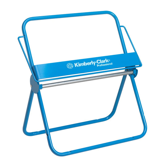 Der Kimberly-Clark Professional™ Wandhalter für Wischtuchrollen - Großrolle in Blau ist ein wandmontierter Dispenser von Kimberly-Clark GmbH mit stabilem Halter zur effizienten Entnahme großer Wischtuchrollen.