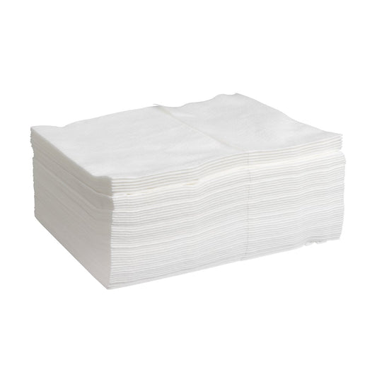 Kimberly-Clark GmbH Kimtech® Saugfähige Pflegetücher, weiß, Z gefaltet, 16 Beutel à 50 Tücher/Karton, sind ordentlich vor weißem Hintergrund arrangiert - perfekt für den professionellen Einsatz.