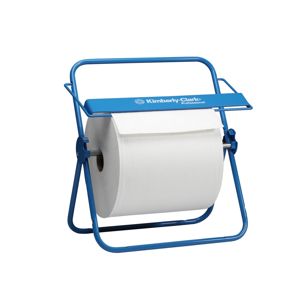 Der Kimberly-Clark Professional™ Wandhalter für Wischtuchrollen - Großrolle in Blau von Kimberly-Clark GmbH ist ein langlebiger Wandspender mit Griff, der sich ideal für die Aufnahme großer Wischtuchrollen eignet und einen einfachen Zugriff ermöglicht.