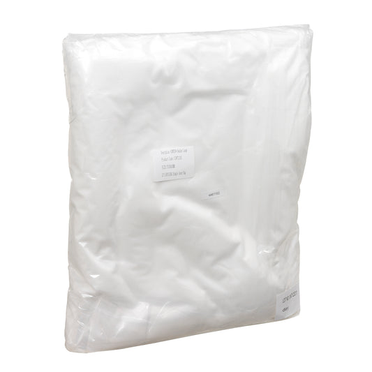 Ein durchsichtiger Plastikbeutel enthält ein gefaltetes Kimtech® Polyester Flachtuch (Weiß, Groß, 8x50 Blatt) der Kimberly-Clark GmbH. Ein kleines weißes Etikett ist sichtbar; die versiegelte Packung steht aufrecht vor einem weißen Hintergrund.