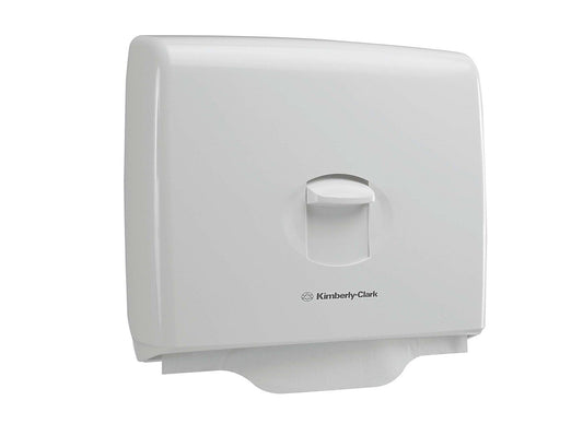 Der Kimberly-Clark Aquarius™ Toilettensitzauflagenspender in Weiß ist ein wandmontierter Spender, perfekt für die Aufrechterhaltung der Hygiene in öffentlichen Toiletten. 1 Spender pro Karton.