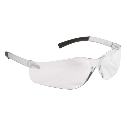 Die Kimberly-Clark GmbH KleenGuard® V20 Purity™ Schutzbrille hat einen leichten Kunststoffrahmen, transparente Gläser mit Beschlagfrei-Beschichtung und gebogene Bügel mit schwarzen Spitzen. 1 Karton enthält 12 Gläser. Entwickelt zum Schutz der Augen.
