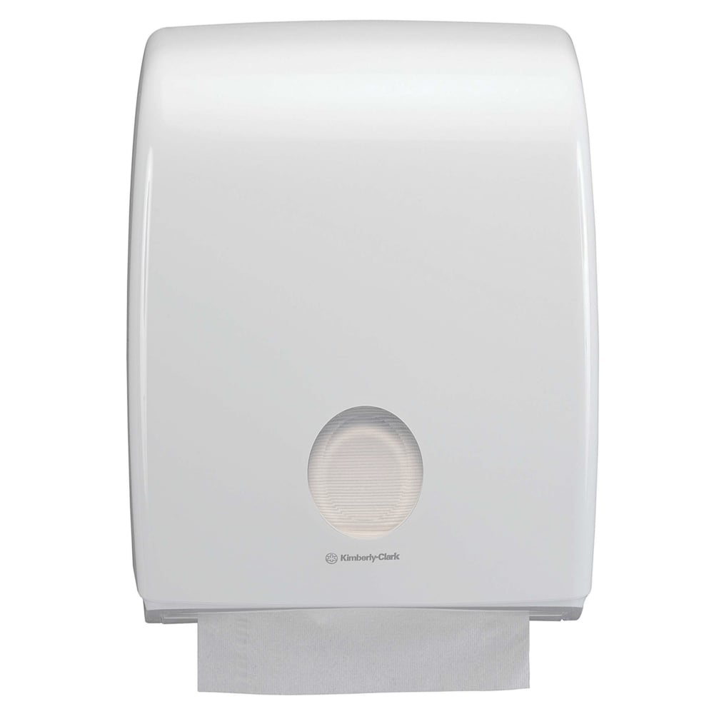 Der Aquarius™ Spender für gefaltete Handtücher von Kimberly-Clark GmbH in Weiß ist ideal für C-Falzung Formate und wird als 1 Spender im Karton geliefert.