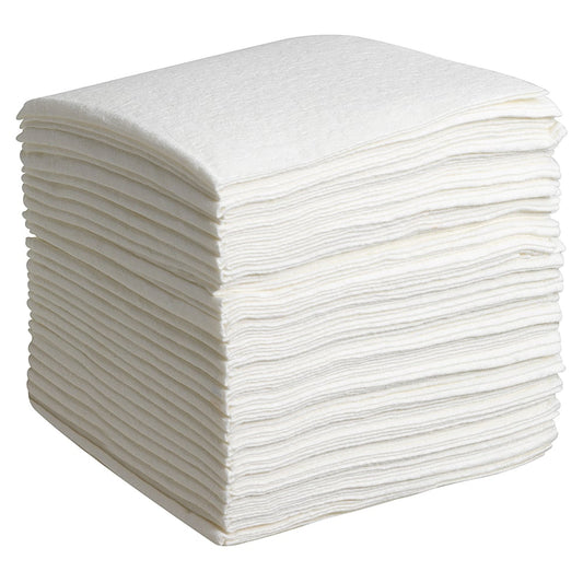 Ein Stapel WypAll® L40 PowerClean Viertelgefaltete Wischtücher von Kimberly-Clark in Weiß (18x56), ideal für alle Reinigungslösungen und -aufgaben.