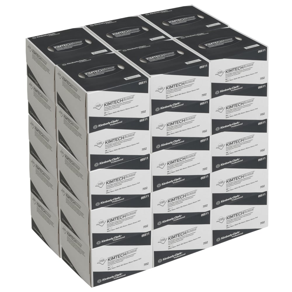 Ein 30er-Stapel Kimtech® Science Präzisionstücher (Kimberly-Clark GmbH) mit weißem Design und Branding bietet fusselfreie Tücher - ideal für die Reinigung in Laboren. Jede Schachtel enthält 286 Blatt.