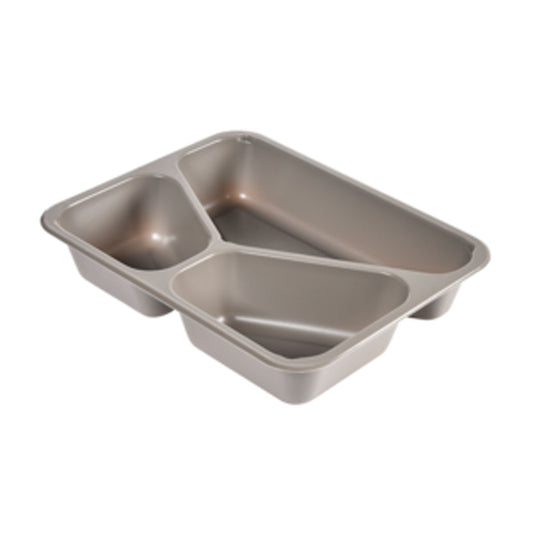 Die CPET-Schale 3 Grau CPET 225x175x43 von Duni GmbH ist eine graue, rechteckige Schale mit drei Fächern - ideal für Lebensmittelverpackungen. Die Packung enthält 300 Stück.
