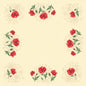 A cream-colored square with a red carnation and green leaf border, perfect as an elegant Dunisilk Monique tablecloth 84x84 cm by Duni GmbH - ideal for stylish table decoration (pack of 20 pieces).