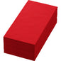 A stack of Duni GmbH Zellt.Serv. 40x40 cm, 3-ply, red, 1/8 BF (250 pieces) is neatly folded and placed in front of a white background.