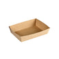 The Viking Brick Box Brown Cardboard/PE 200x140x45 by Duni GmbH, a rectangular brown food tray with a raised edge and open top, is shown on a white background as a practical packaging solution. Package: 300 pieces.