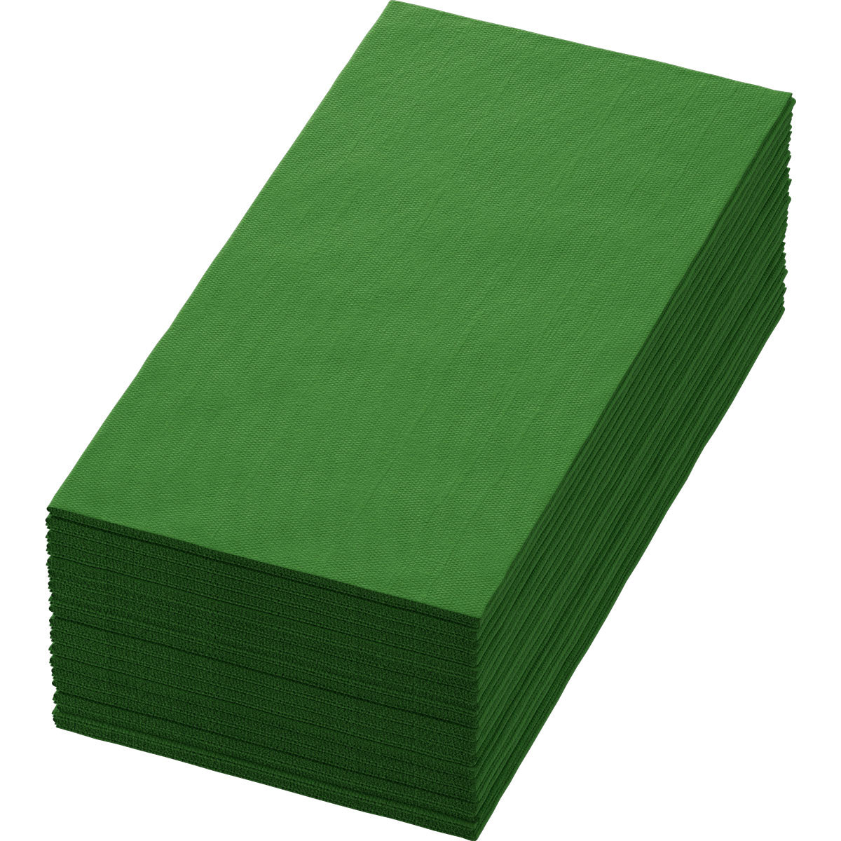 Ein Stapel Bio-Dunisoft-Servietten 40 x 40 cm 1/8 Buchfalz von Duni GmbH, sauber arrangiert auf weißem Untergrund, bietet eine elegante und umweltfreundliche Servietten-Option für jeden Anlass.