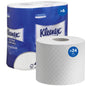 A pack of Kleenex® toilet paper from Kimberly-Clark GmbH contains 6 packs with 4 white rolls each (160 sheets/roll); premium toilet paper for maximum comfort.
