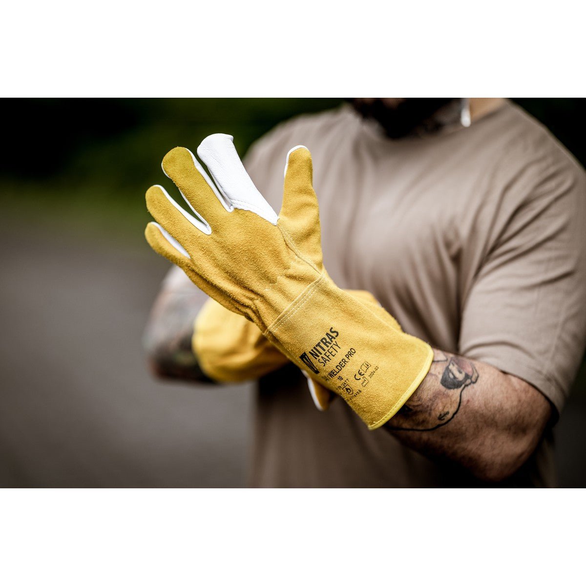 NITRAS WELDER PRO, welding gloves, ocher / gray