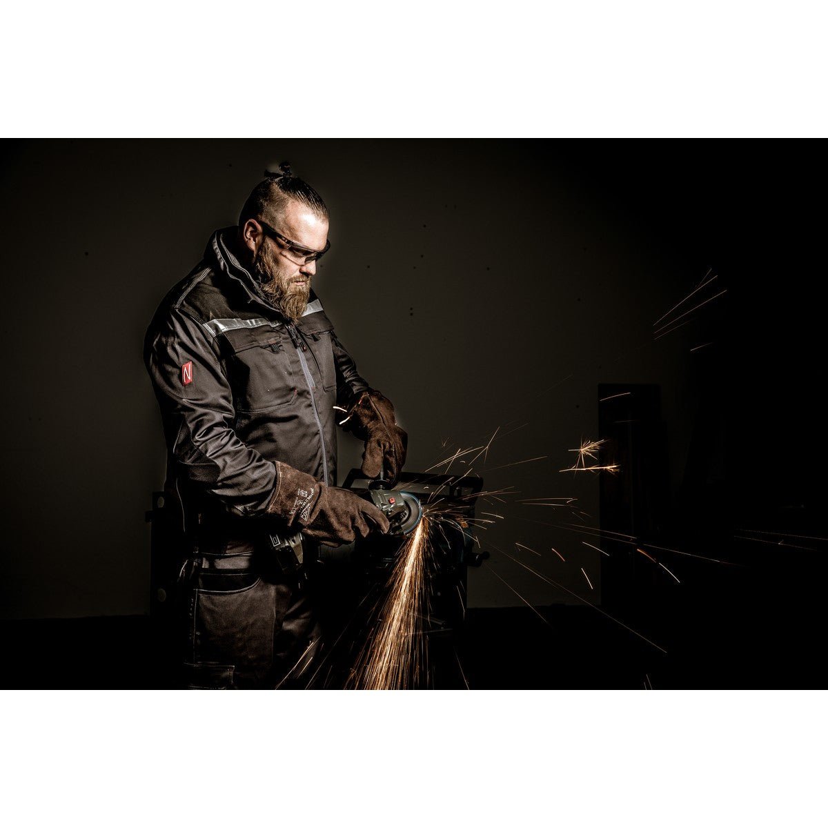 NITRAS SAFE PRO, welding gloves, brown, EN 388, EN 12477 split leather | Pack (12 pairs)