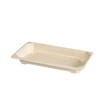 Die Duni GmbH Sushi & Deli Tray Slim Short 165x92x22mm, braun, PLA-beschichtet, aus Bagasse, umweltfreundlich und ideal zum Servieren von Speisen. Erhältlich als Packung mit 100 Stück.