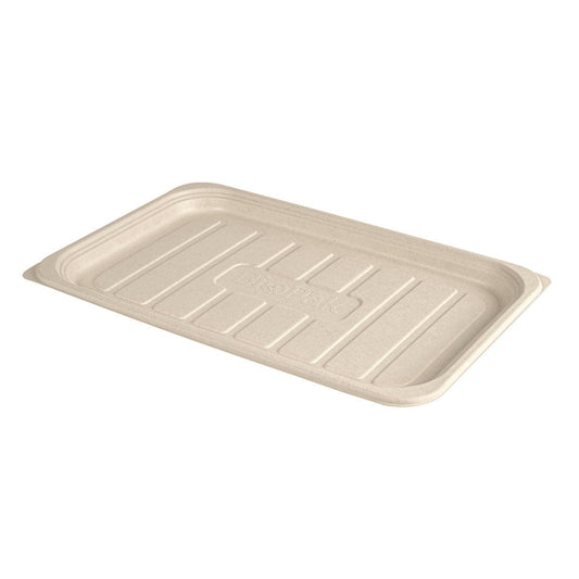 Die Servierplatte Essential von Duni GmbH - unbeschichtete, braune Bagasse (460x300x25mm) - ist eine umweltfreundliche Platte mit erhöhten Rändern und einer strukturierten Oberfläche, perfekt für die nachhaltige Präsentation von Speisen. Die Packung enthält 45 Stück.