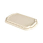 The Duni GmbH Take-Away Fiber Lid Nature Coated Bagasse 256x165x19 (Pack of 225 pieces) is a beige, rectangular, vertically shaped fiber lid - a sustainable alternative for take-away containers.