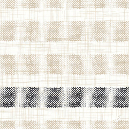 Rigato black 62116 von Duni GmbH: beige, hellbeige und schwarze Querstreifen mit gitterartigen Punkten auf weiß - perfekt für elegante schwarze Servietten oder Streifenmuster Tischdekoration. Packung mit 45 Servietten.